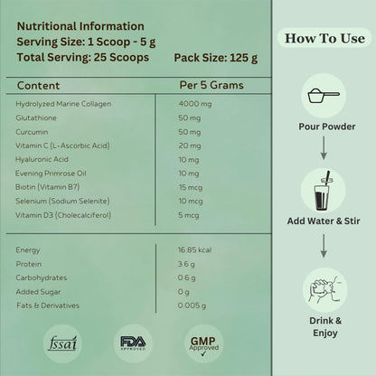 INJA Beauty Marine Collagen Powder for Women and Men, Japanese Formulation Collagen Supplement with Vitamin C, Supports Healthy Skin, Hair, Joints, Muscles, Sugar-Free, Gluten-Free, Orange Flavor, 125 gm