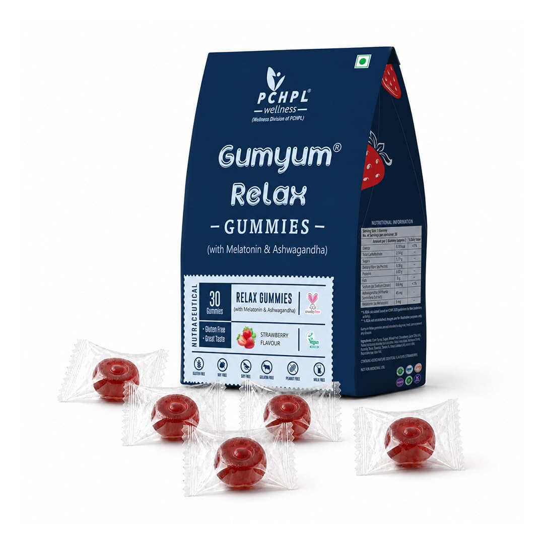 Gumyum Melatonin Sleep Gummies with Ashwagandha | Non-Addictive Stress Relief & Fast Restful Sleep | Natural Relax & Restore | Strawberry Flavor, 30 Count