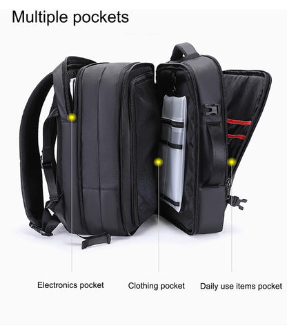 Arctic Hunter Travel Backpack 17.3 inch Laptop Compartment 35L Expandable Design Toiletry Pouch 180° Opening Colthing Pocket 2 in 1 Convertible Bag