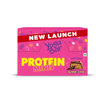 Yogabar Protein Minis, 4g Protein Bar (24 Bars, Coffee Crush) | Dark Chocolate Bar with no Trans Fat | Healthy Snacks for Kids & Adults | Goodness of Peanuts | Rich in Protein & Fiber