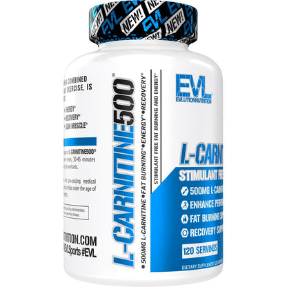 Evlution Nutrition Carnitine500 500 mg of Pure L-Carnitine in Each Serving (120 Serving, Capsule)