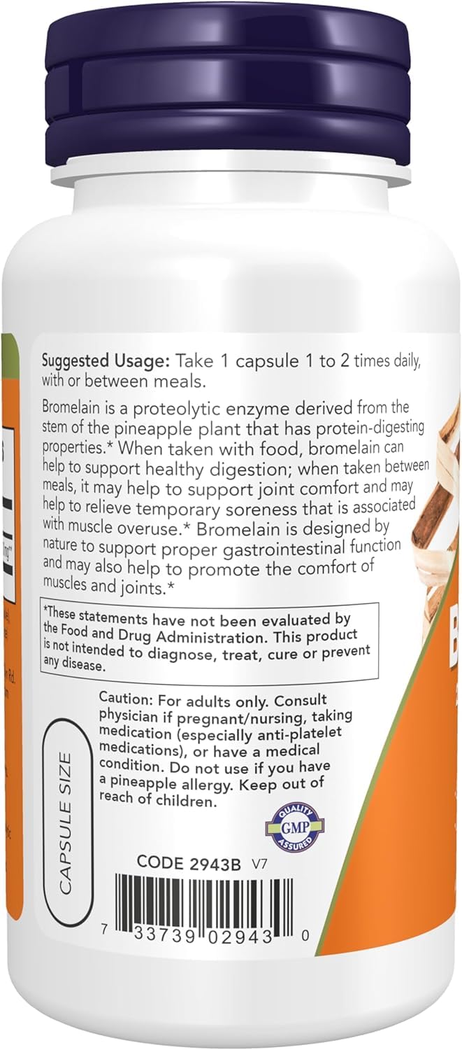 Now Foods, Bromelain, 500 mg, 60 Veggie Caps- image 3