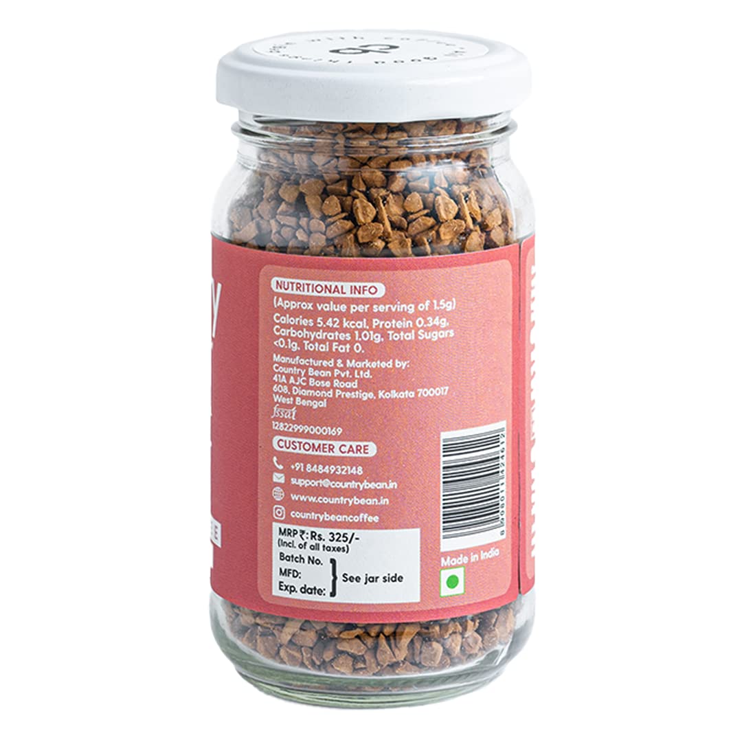 Country Bean Hazelnut Instant Coffee Powder 50 G | Arabica, Freeze-dried, Flavoured coffee | No Added Sugar | Makes 25 Cups