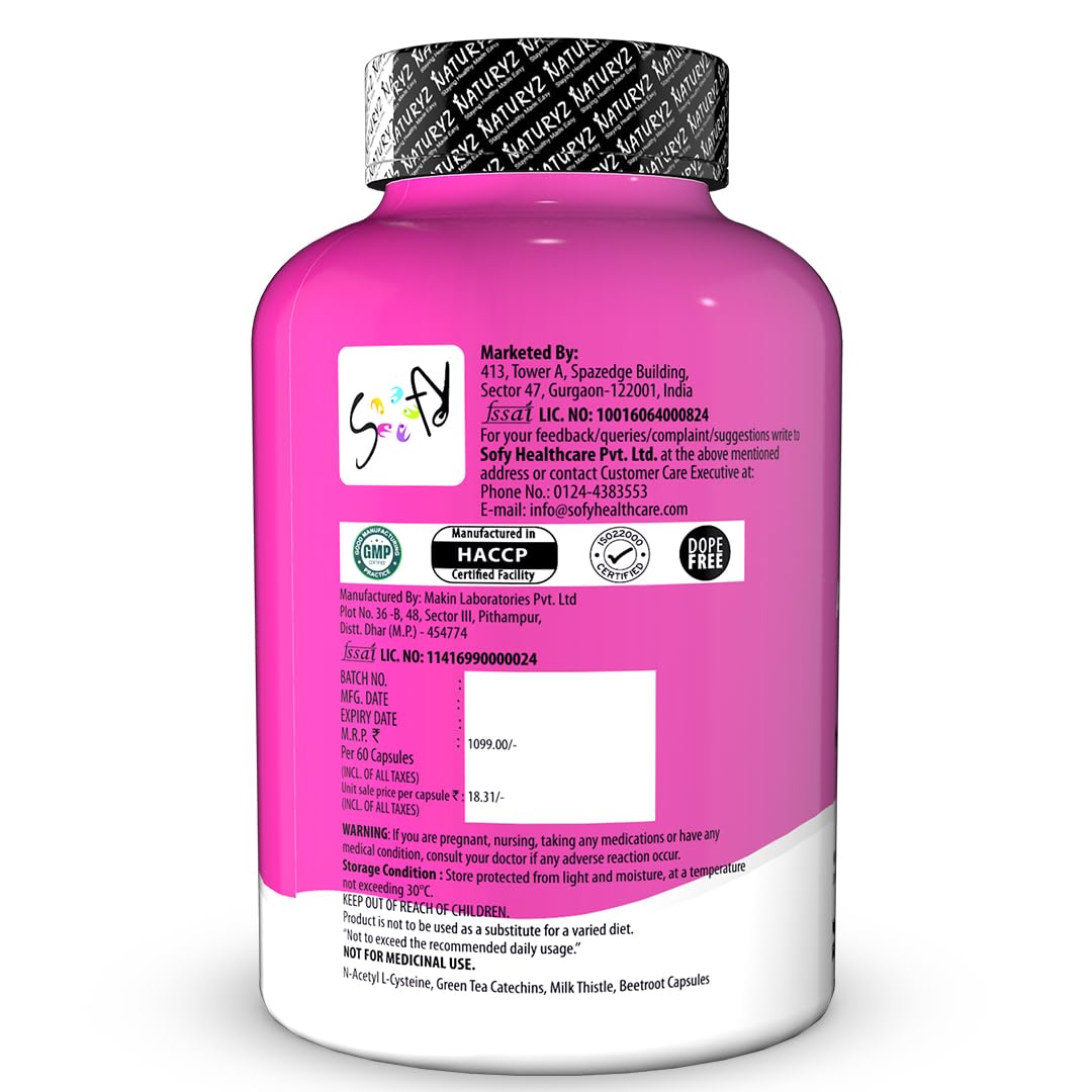NATURYZ After Cheers Fatty Liver & Alcohol Detox Supplement with Milk Thistle, N-Acetyl Cysteine (NAC), Green Tea & Beetroot | Advanced Liver Health, Hangover Recovery | Helps detox After Drinking | 60 Vegetarian Capsules