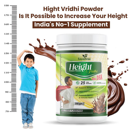 Kayashree Height Vridhi Formula Daily High Protein Shake Powder | No Added Sugar | Vegan | Flavour - Chocolate 200gm