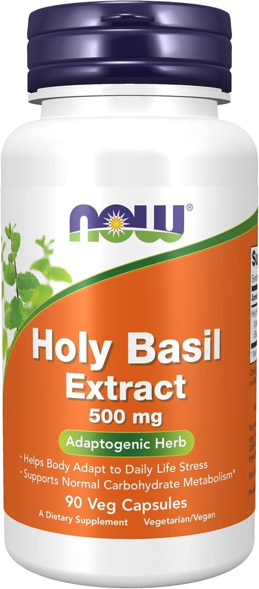 NOW Foods, Holy Basil Extract 500 mg, 90 Veg Capsules (Pack of 2)