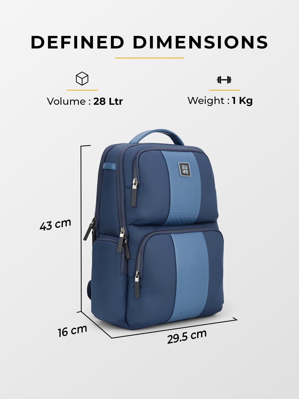 EUME Premium 15.6 in Laptop bags for Men & Women Office Use | Stylish Backpack Bag | Spacious Backpack for Travelling | 28L Polaris Midnight Blue