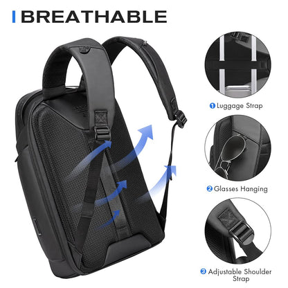 BANGE Smart Business Backpack with USB charging Port,Lightweight Work Backpack for Men and Women, Black, Medium, Style