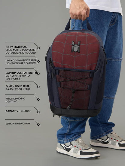 The Souled Store Spider-Man Classic Suit 24L Laptop Backpack for Men Women | Marvel Superhero School Travel Casual Daypack with Laptop Compartment Stylish Streetwear Bag
