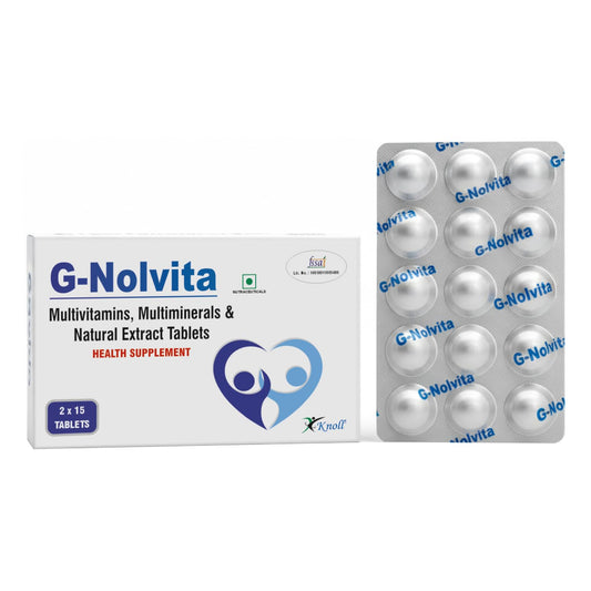 Knoll Healthcare G-Nolvita Multivitamin Multimineral Tablets with Natural Extracts | Daily Health Supplement for Energy, Immunity & Overall Wellness | 2x15 Tablets Pack