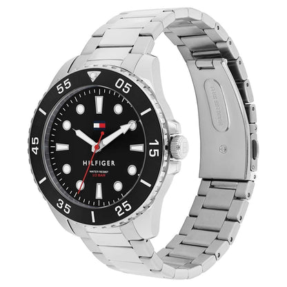 Tommy Hilfiger Oceanic Quartz Analog with Black Dial Silver Stainless Steel Strap Watch for Men - TH1792203