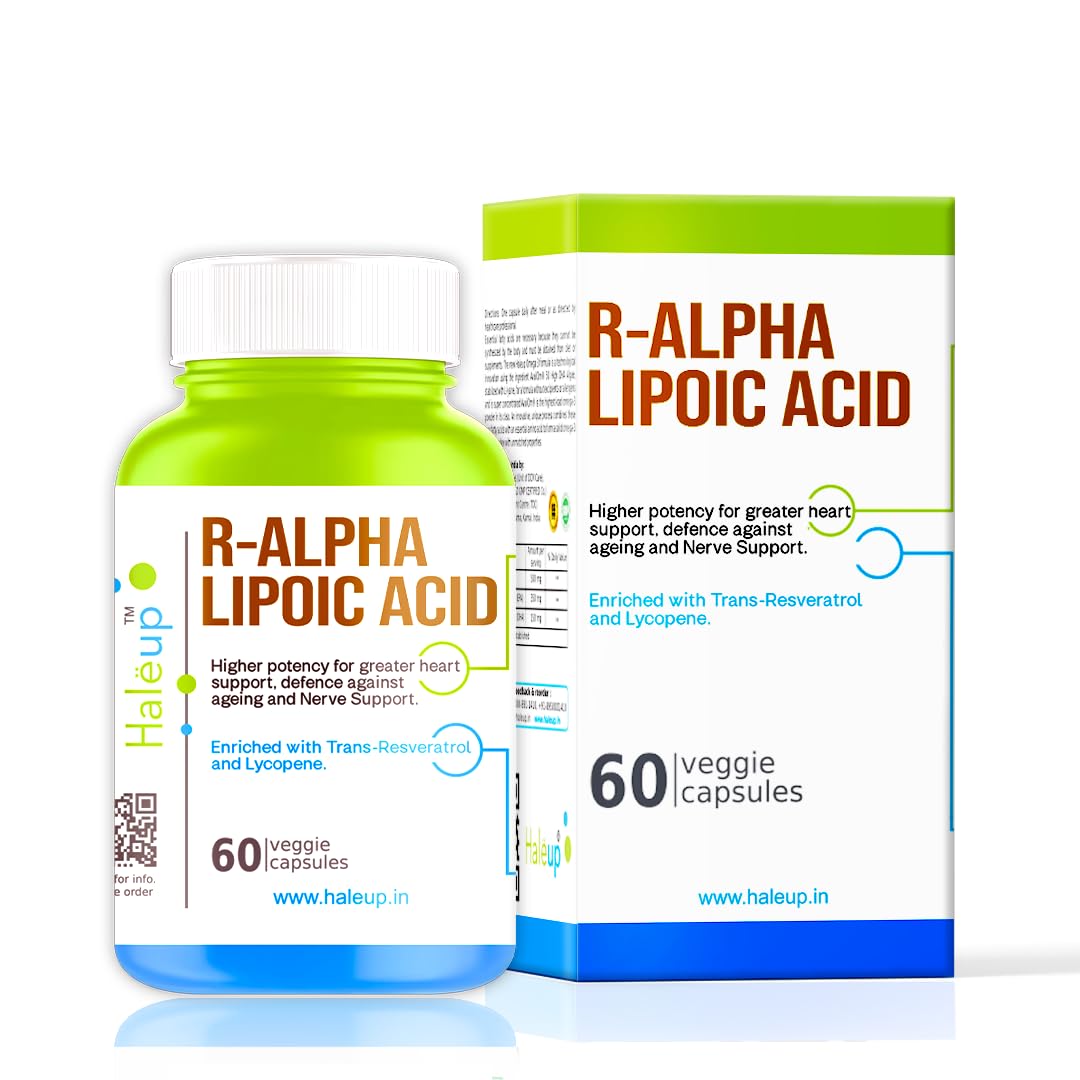 Haleup Alpha Lipoic Acid, 300 mg II Enriched with Lycopene & Resveratrol (60 capsules) || Healthy Liver || Heart || Blood Sugar & Potent Antioxidant