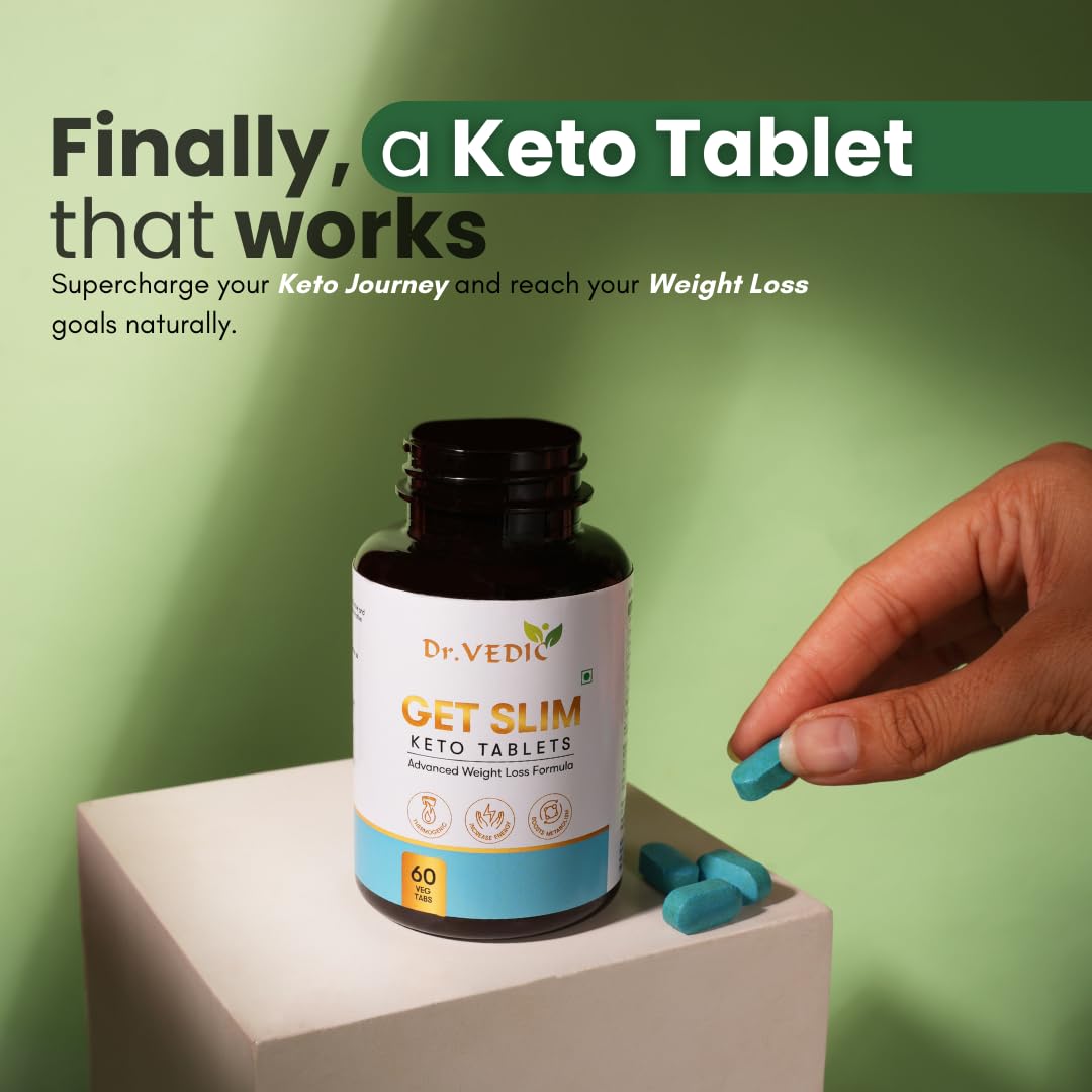 Dr Vedic Keto Tablets | Natural Ingredients with Garcinia, Green Tea, Coleus & More | Supports Keto Diet & Fat Burrn (60 Tablets) (Pack Of 1)