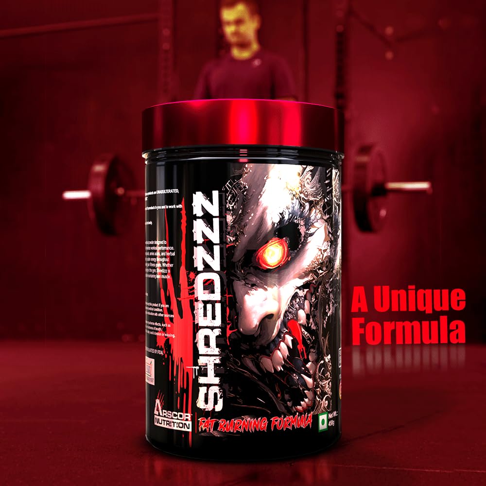 Shredzzz Thermogenic Fat Burner Pre-Workout Supplement | Extreme Energy, Intense Focus | 3000mg Citrulline Malate, 2500mg Beta-Alanine, 299mg Caffeine Anhydrous | 450g | Lemon Masala