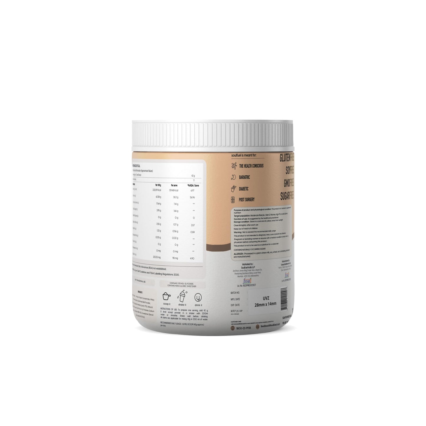 Soulcore Coffee Whey Protein Powder 500g - 26g Protein Per Serve, Added Protease for Easy Digestion - Sugar Free, Gluten Free, Soy Free, GMO Free Morning Protein Coffee for Men and Women