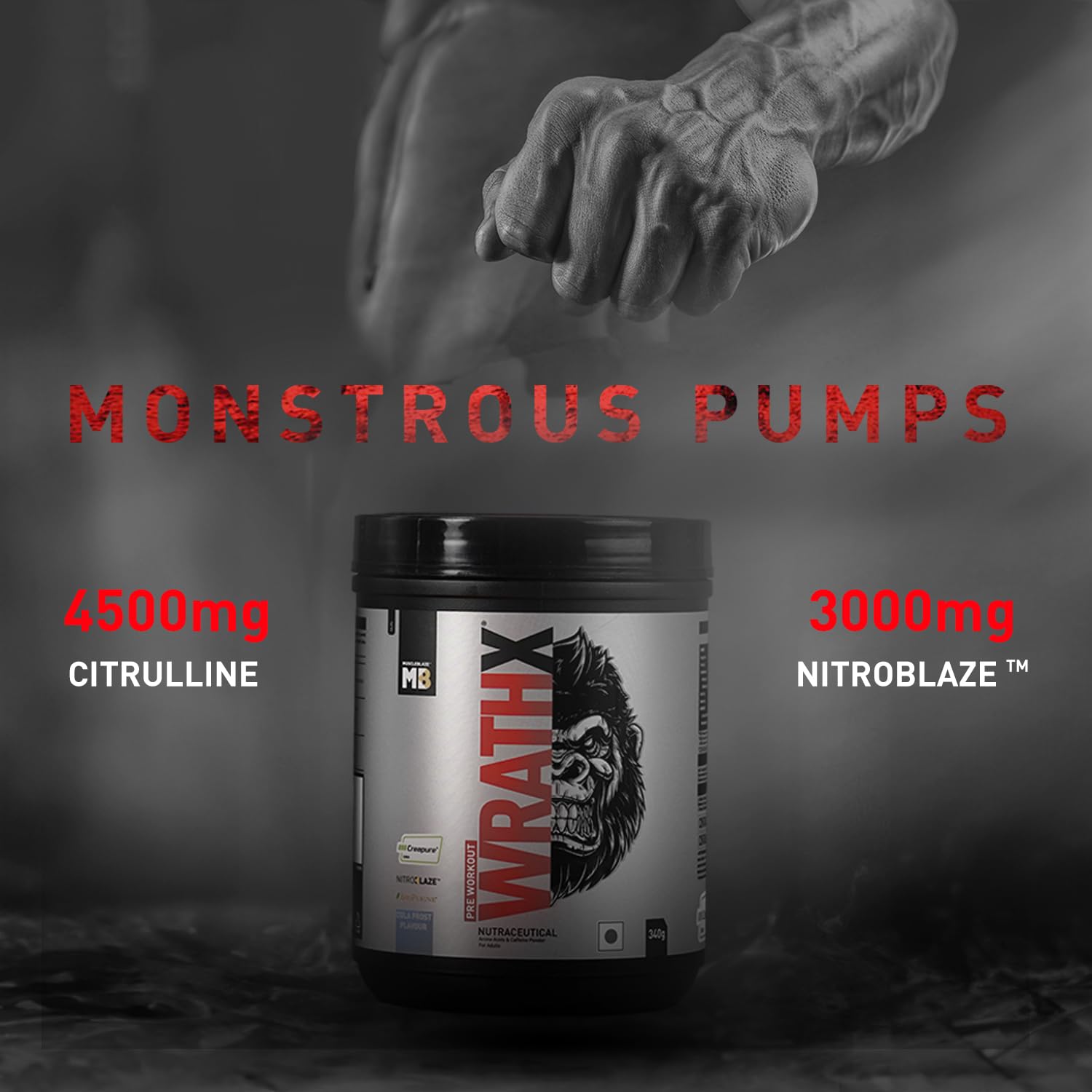 MuscleBlaze Pre Workout Wrathx With Creapure,Nitroblaze & Bioperine (Co- image 9