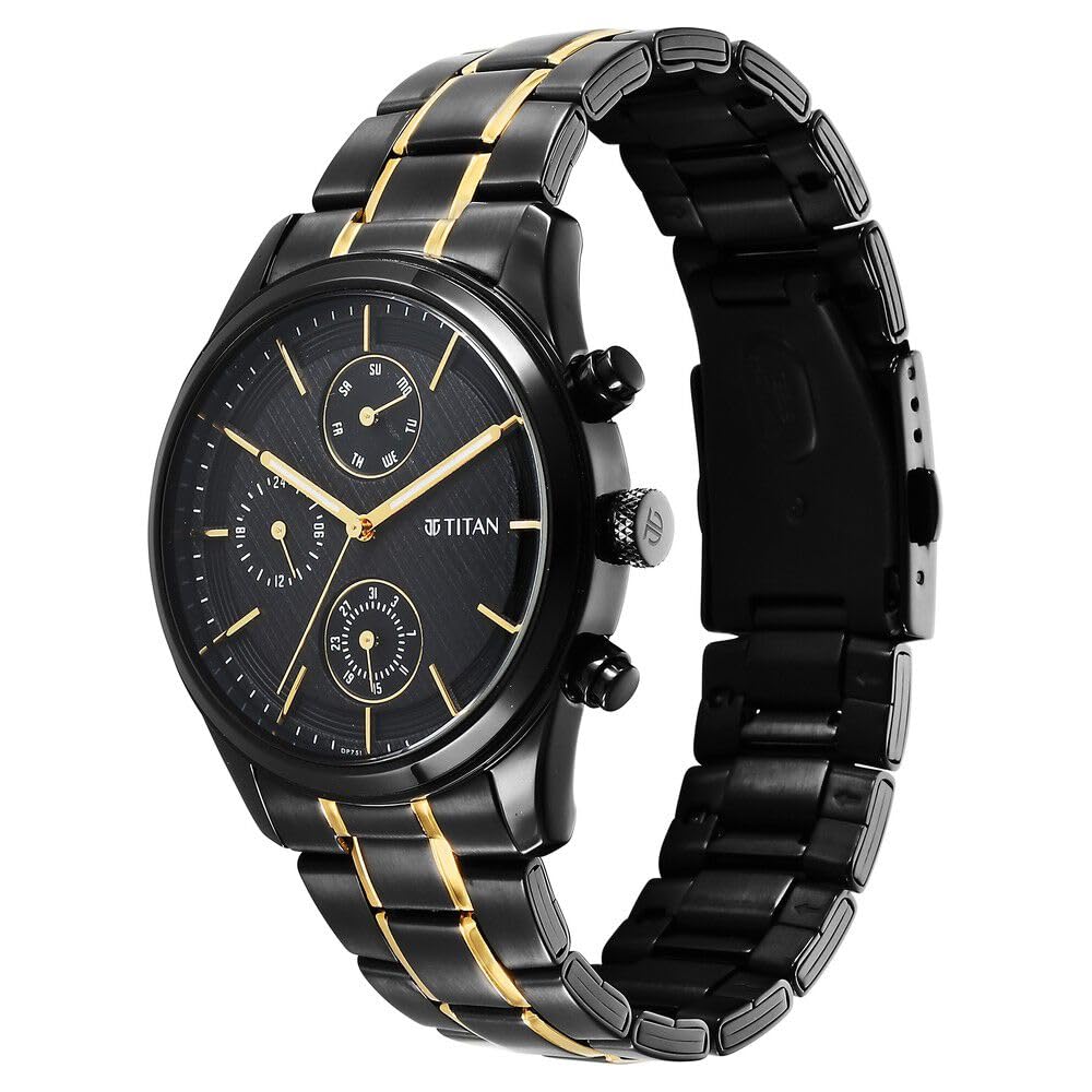 Titan Quartz Analog with Day and Date Black Dial Watch for Men-NS1805KM- image 4