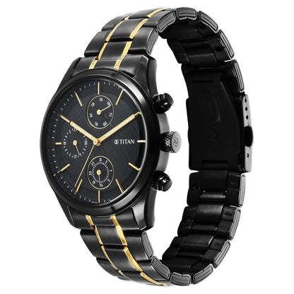 Titan Quartz Analog with Day and Date Black Dial Watch for Men-NS1805KM- image 4