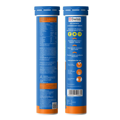 Fast&Up Reload (5 Litres) Low Sugar energy drink for Instant Hydration - 20 Effervescent Tablets with all 5 Essential Electrolytes + Added Vitamins - Certified Electrolytes Drink - Orange flavour