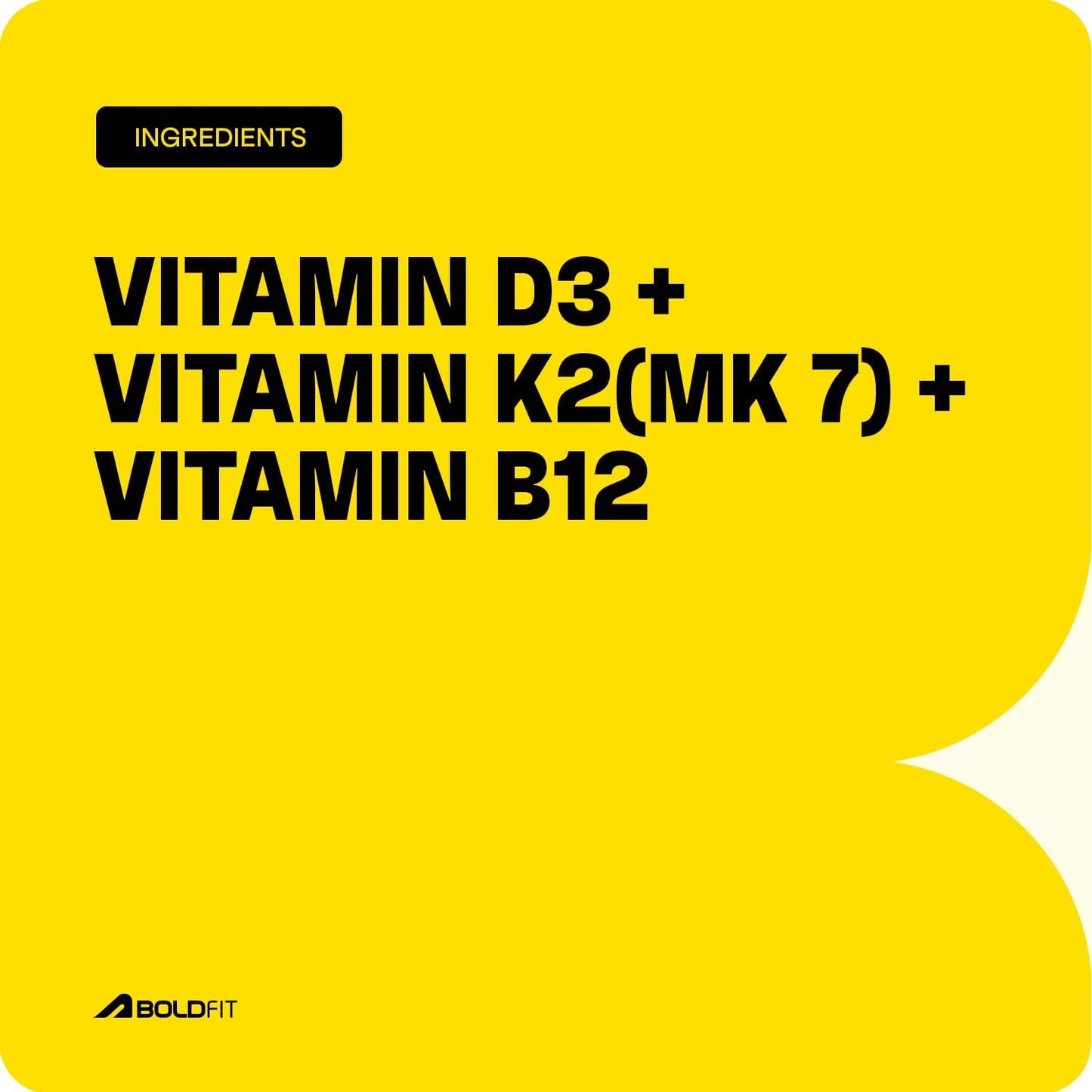 Boldfit Vitamin D3 K2 Supplement for Bone & Heart Health | Vitamin-D tablets with Vitamin-K2 MK7 | Premium Vitamin-B12 supplement for Energy, Bones, Immunity and General Wellness -120 Count