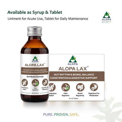 Alopalax: 10x10 Tablets – Ayurvedic Chronic Constipation Solution for Adults | Ideal after Surgery, during Pregnancy, or for Age-Related Digestive Issues | Promotes Healthy Bowel Movement, Digestion & Comfort | Natural, Safe & Zero Side Effects