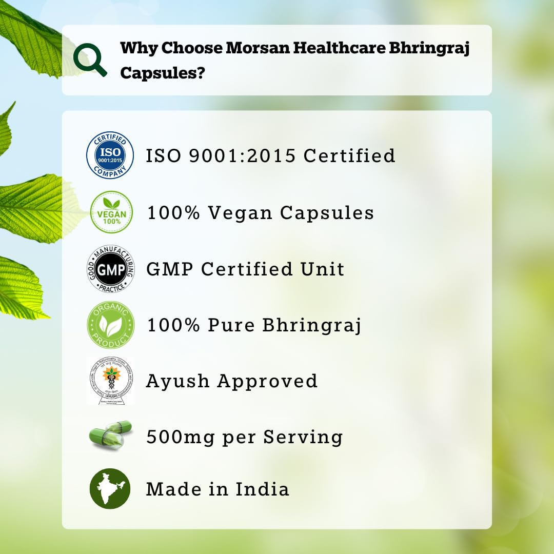Bhringraj Capsules – 100% Pure & Natural | Ayurvedic Herbal Supplement | Hair & Scalp Support | 60 Vegan Capsules (4)