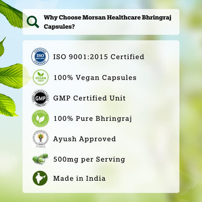 Bhringraj Capsules – 100% Pure & Natural | Ayurvedic Herbal Supplement | Hair & Scalp Support | 60 Vegan Capsules (4)