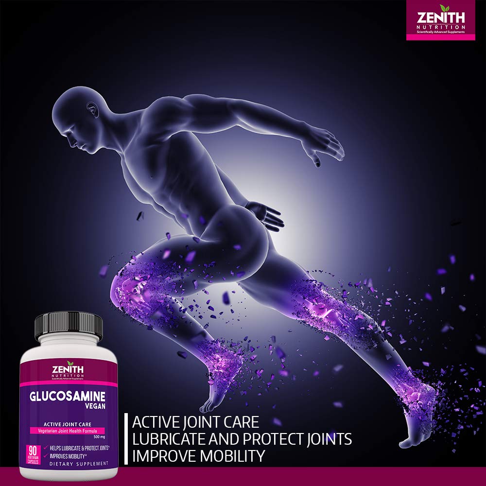 Zenith Nutrition Vegan Glucosamine for Joints movement and cartilage - 500mg 90Caps