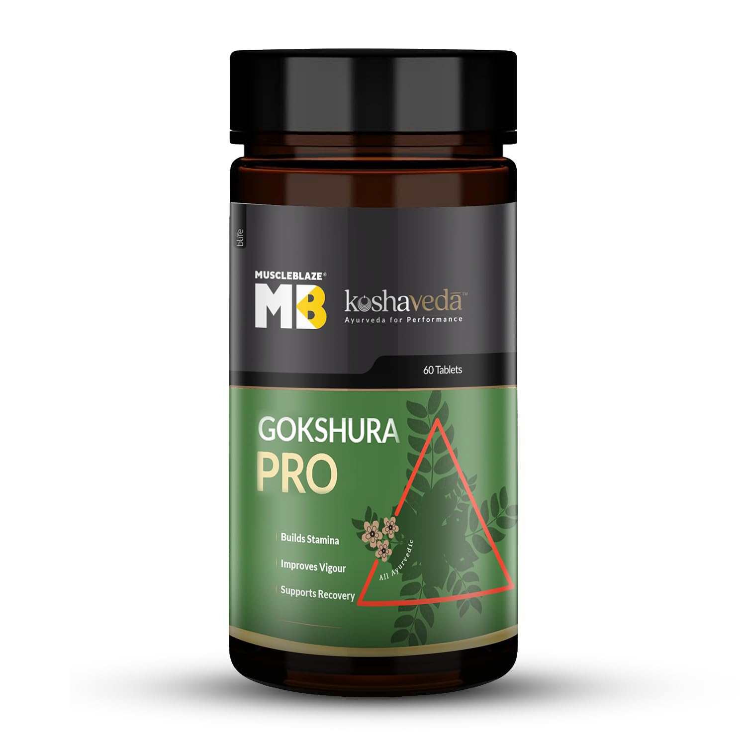 Koshaveda by MuscleBlaze Gokshura Pro (60 Tablets) | With 6 Ayurvedic Herbs, Bui
