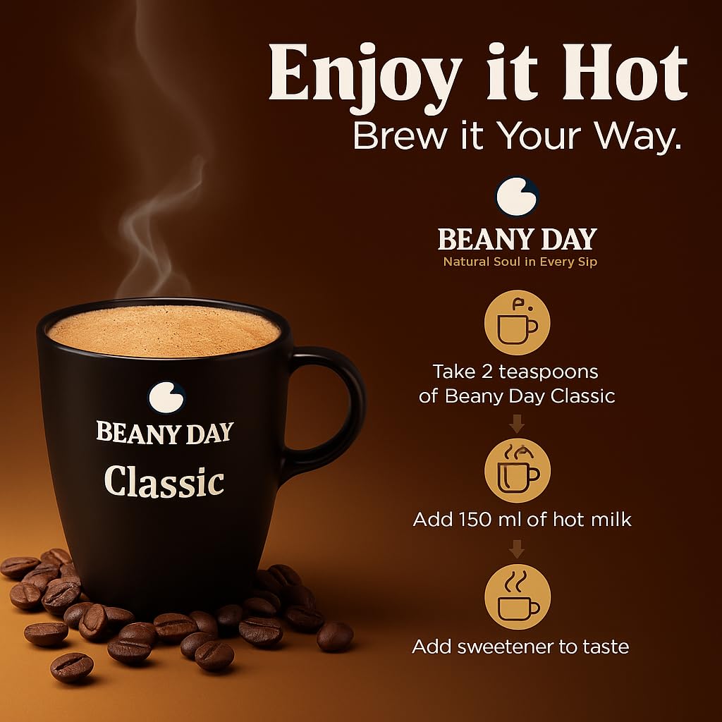 Beany Day Exotic Hazelnut Instant Coffee 50g | Premium Flavoured Coffee Powder | Agglomerated Coffee Granules | Smooth Nutty Aroma | No Chicory | Perfect for Hot & Cold Coffee