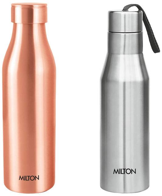 MILTON Copper Charge 1000 Water Bottle, 960 ml, 1 Piece, Copper Super 1000 Single Wall Stainless Steel Bottle, 1000 ml, Silver