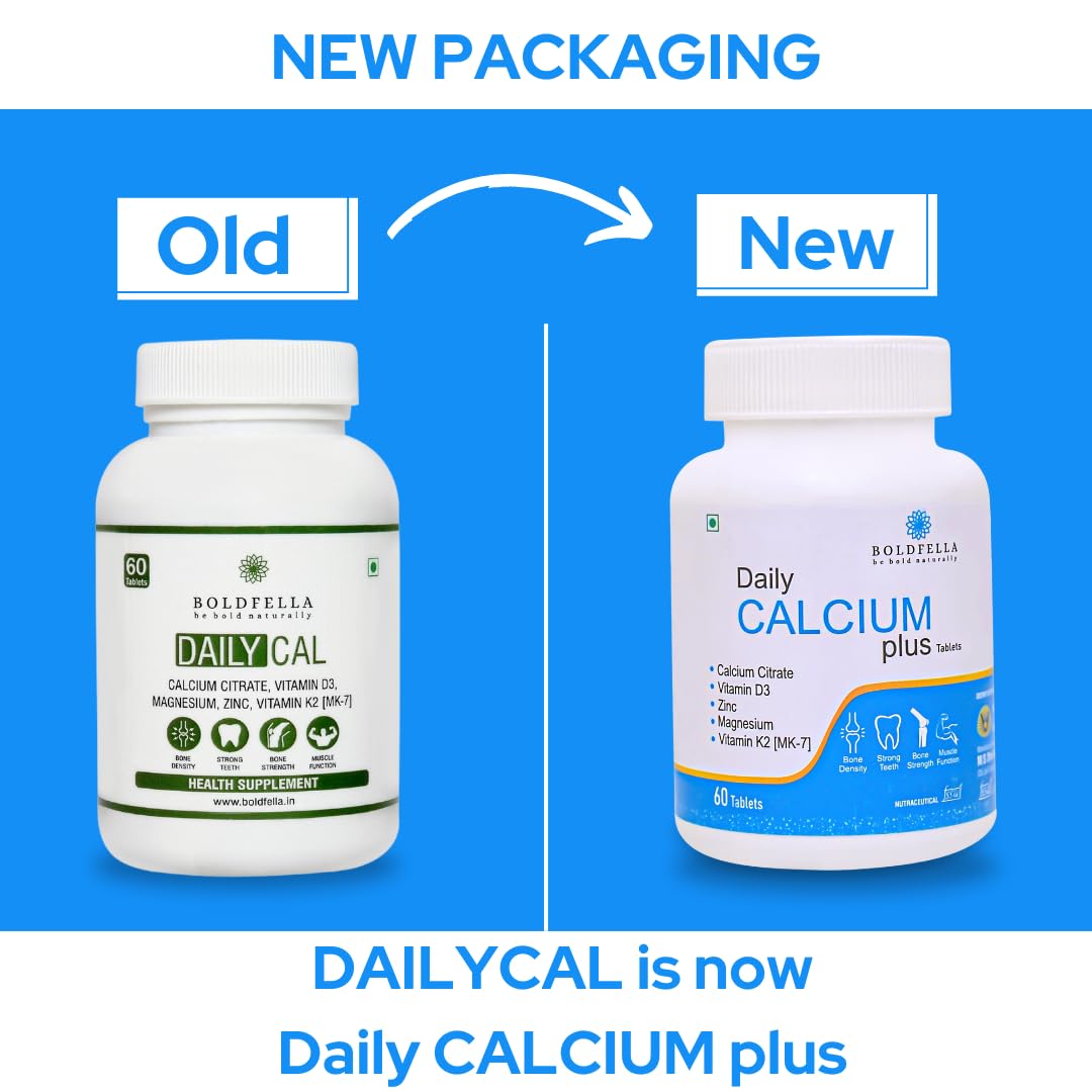 Boldfella Daily CALCIUM plus - Calcium Citrate 1000 mg - 100% Vegetarian Calcium Supplement - 60 Tablets