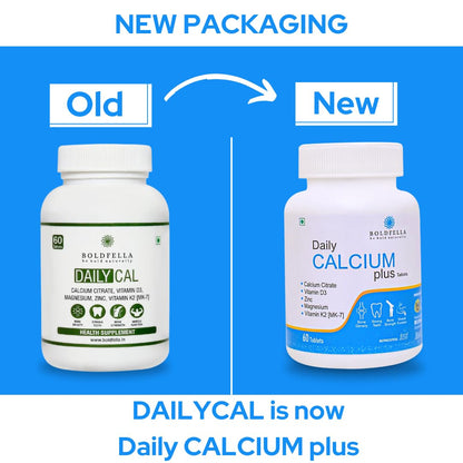 Boldfella Daily CALCIUM plus - Calcium Citrate 1000 mg - 100% Vegetarian Calcium Supplement - 60 Tablets