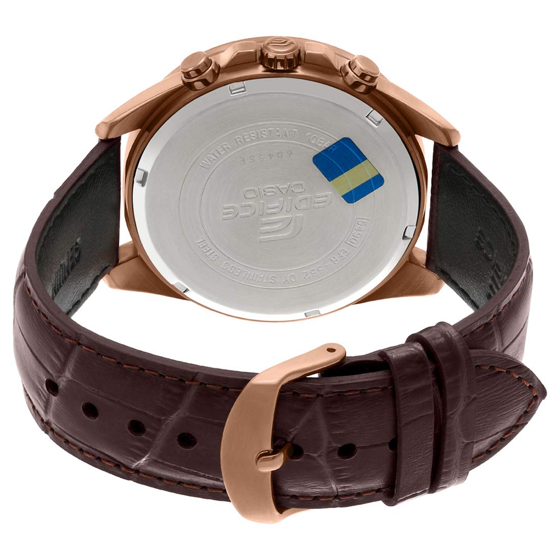 Casio EDifice EFR-552GL-2AVUDF Blue Analog Dial Brown Leather Band Men's Watch Chronograph 100M Water Resistant EX358