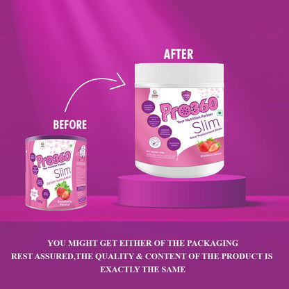 Pro360 Slim Weight Management Meal Replacement Protein Shake (Strawberry Flavour) No Added Sugar, Dietary Supplement For Men & Women, 500Gm
