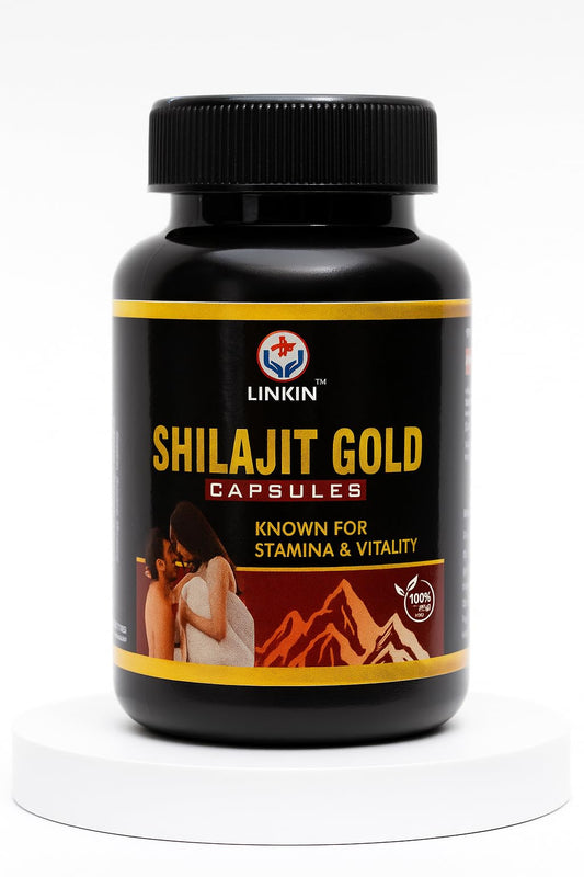 LINKIN Shilajit Gold Capsules for Men | Pure Himalayan Shilajit Extract | Stamina, Energy & Vitality Booster | Ayurvedic Herbal Supplement for Strength & Performance | 100% Natural Capsules
