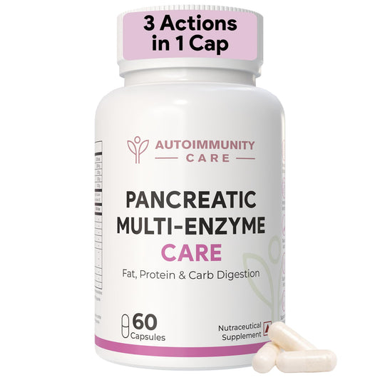 Autoimmunity Care Pancreatic Multi-Enzyme Care | High-Potency Digestive Enzymes & Pancreatin Capsules | Pancreas Supplements, Liver & Gallbladder Support | Gut Health & Digestion Support | 60 Caps (60 doses)