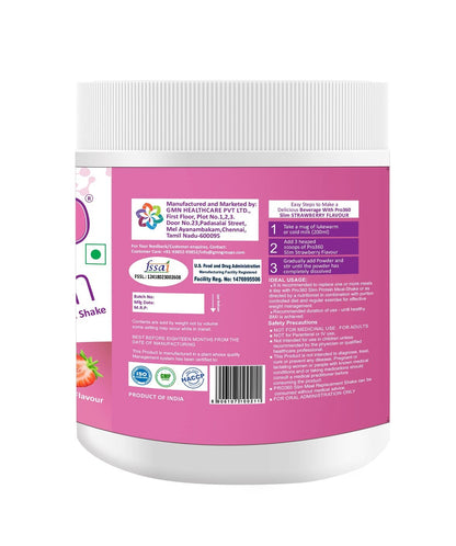 Pro360 Slim Weight Management Meal Replacement Protein Shake (Strawberry Flavour) No Added Sugar, Dietary Supplement For Men & Women, 500Gm
