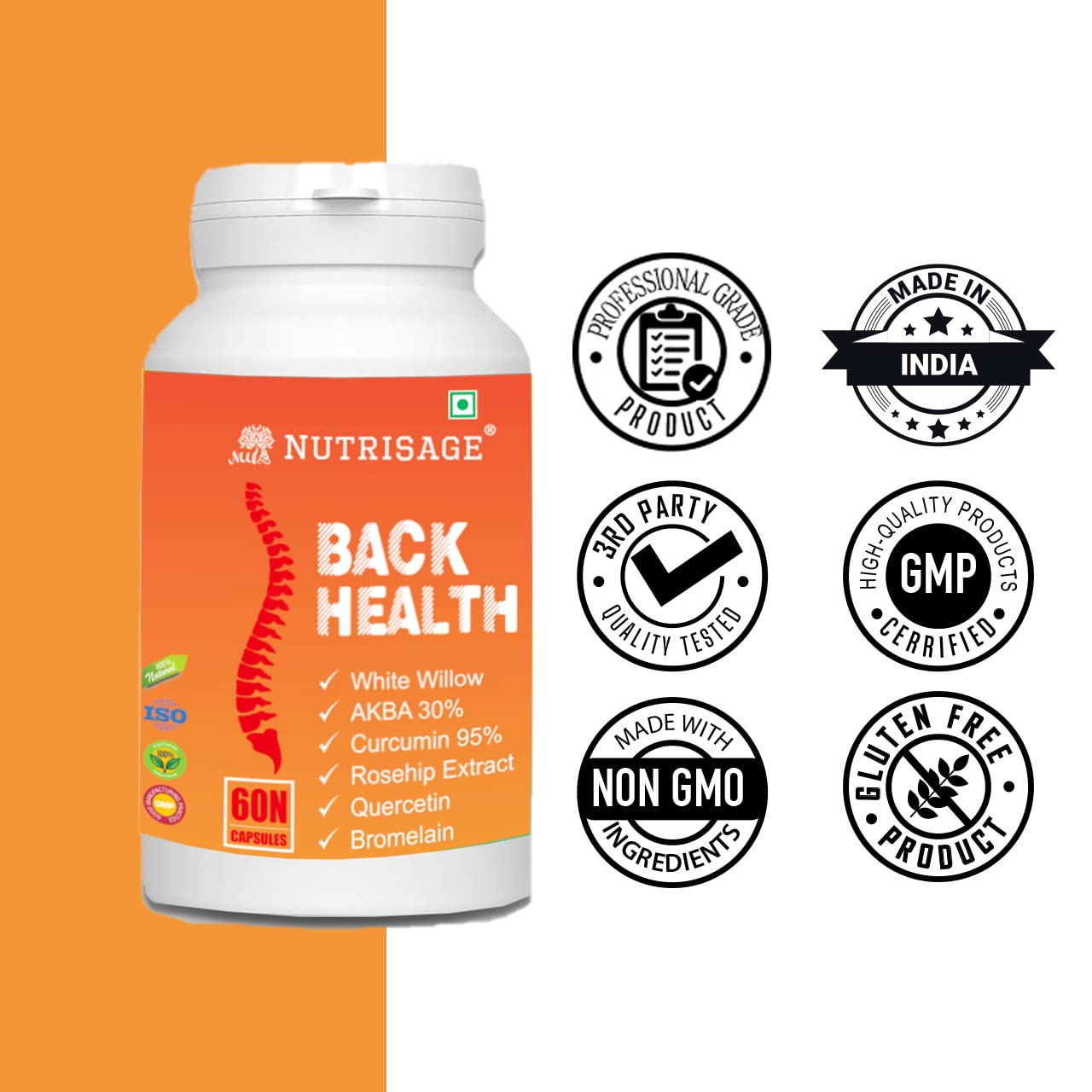 Nutrisage Back Health, Spine and Disc, Back Pain Relief with 9 Potent H- image 2