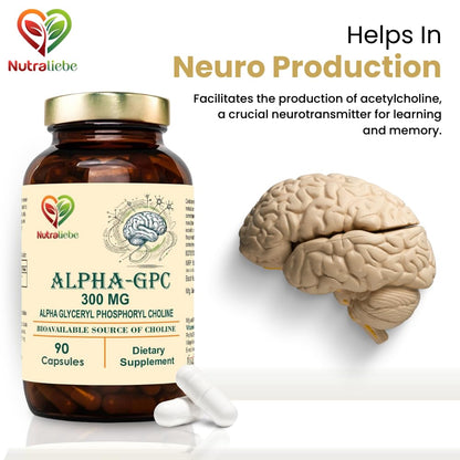 NutraLiebe Alpha-GPC 300 mg, 90 Vegetarian Capsules