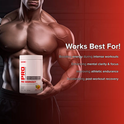 GNC Pro Performance Pre-Workout | 360 gm | 30 Servings | Boosts Pump & Energy | Speeds Up Recovery | 1500 mg L-Arginine | 3500 mg Beta-Alanine | 200 mg Caffeine | Fruit Punch