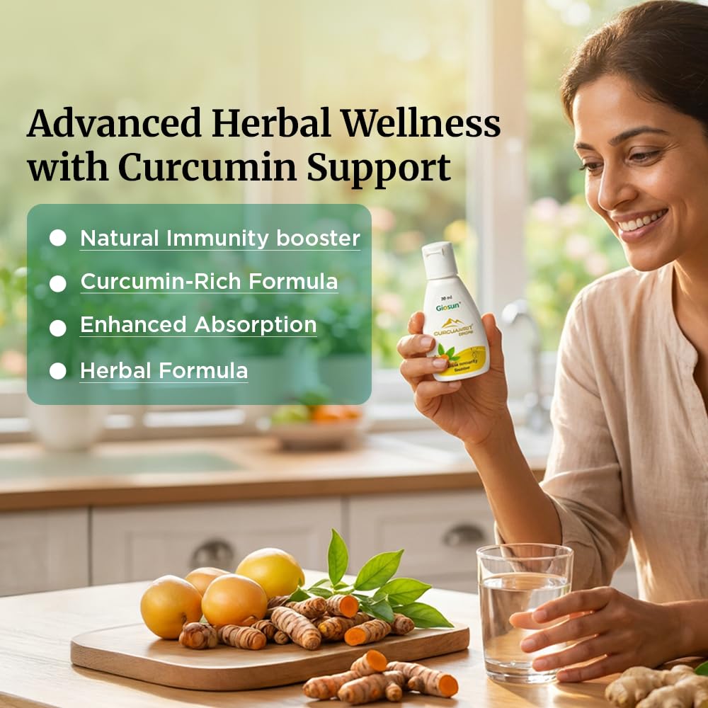 Giosun CurcuAmrit Drops | Curcumin-Rich Ayurvedic Wellness| Natural Immunity Support | Rich Antioxidant Support | Enhanced Absorption with Maricha | Herbal Daily Wellness Drops | 30ml