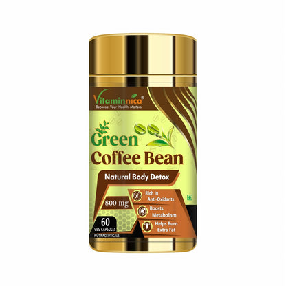 Vitaminnica Green Coffee Bean Extract Capsules for Weight Management – Metabolism & Energy Support Supplement for Men & Women – 60 Vegetarian Capsules