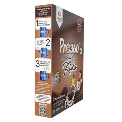 Pro360 Kids Nutrition & Protein Health Supplement Powder for Growing Children, Improves Growth, Active & Strong – 200g Refill Pack (Chocolate Flavor - Pack of 1)