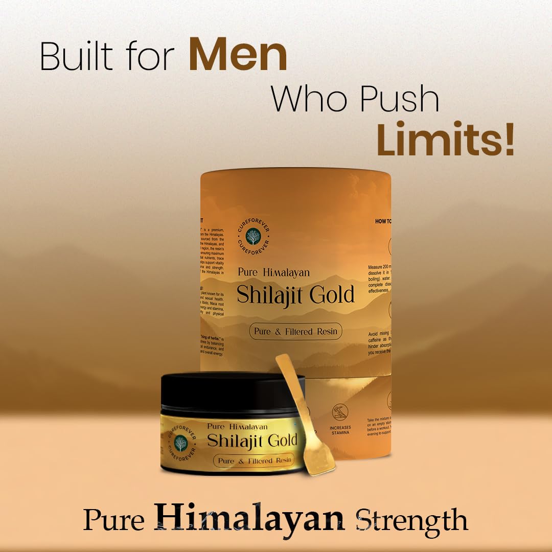 CUREFOREVER Shilajit Gold Resin - 40g, 200mg/Serving | 200 Servings With Ashwagandha & Maca Root | Pure Himalyan Shilajit for Men & Women | Supports Energy, Vitality & Performance | Ayurvedic Shilajeet