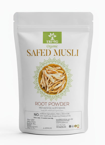 Trivang Safed Musli, Ashwagandha, Kaunch, Shatavari Powder Combo - Herbal Supplement - 4 Items (100gm(eachPack))