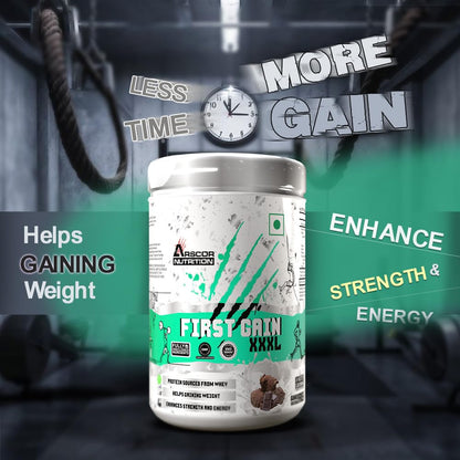 Arscor's First Gain Mass Gainer Powder | High-Calorie Weight Gainer with Whey Protein & Complex Carbs | Muscle Mass & Strength Builder | No Added Sugar (2.5 Kg, Mango Vanilla)