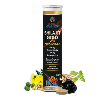 SEARCH WELLNESS Gold Effervescent 15 Tablets (Pack of 1) | Enriched With Ashwaga