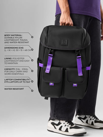 The Souled Store Nebula Backpacks | 19.5L Durable Canvas Laptop Bag for Men & Women | 15.6 Inch Padded Tech Sleeve & Dual Compartment Rucksack – Space Grey