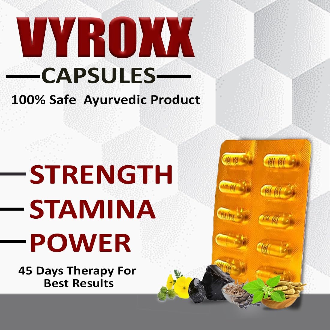 Vyroxx Ayurvedic for Shilajeet | Boost Performance | Power, Stamina, Strength | Power Healthy Supplement For Men | Lab Tested 30 (Pack of 3) Capsules